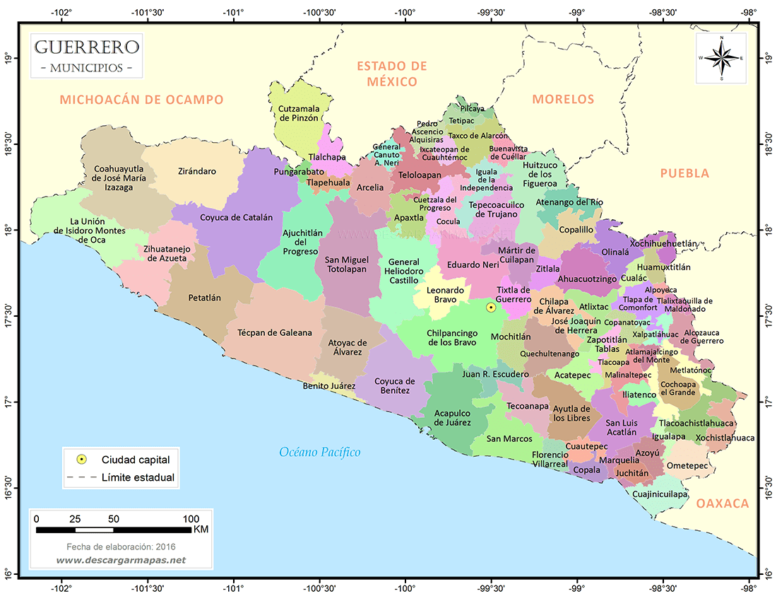 Taxco Guerrero Gu A De Turismo M Xico Mapa   Mapa Estado Guerrero Municipios 